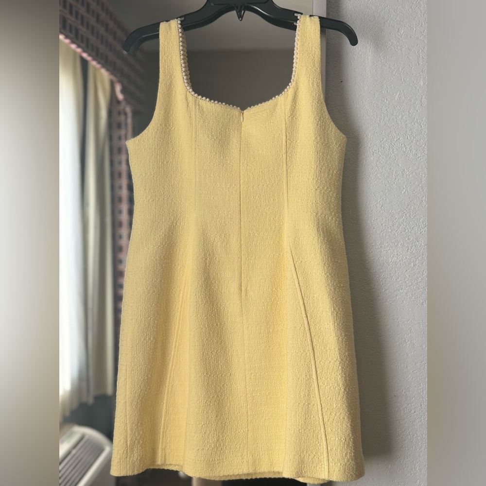 ANTONIO MELANI Pale Yellow Scoop Neck Mini Dress - Picture 4 of 6